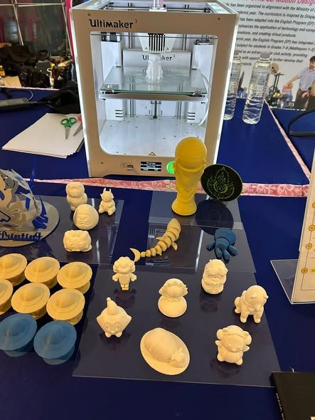 3D-printed models and a 3D printer